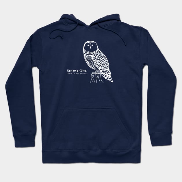 Snowy Owl with common and Latin Names - owl design for bird lovers Hoodie by Green Paladin